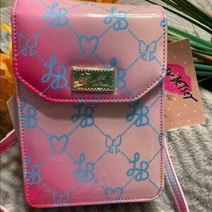 NWT BETSEY JOHNSON PATENT CROSSBODY PHONE BAG